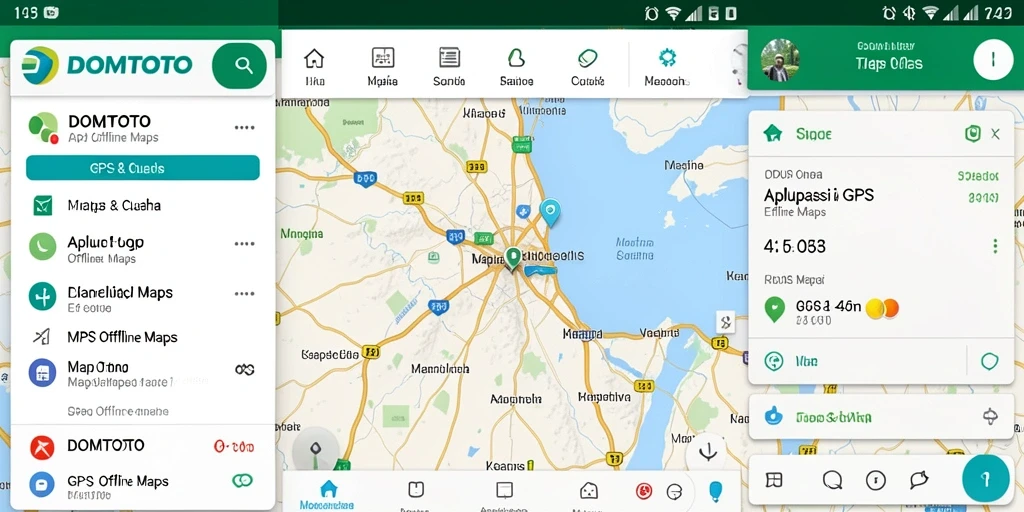 Tampilan antarmuka DOMTOTO yang ramah pengguna untuk GPS Offline Maps.