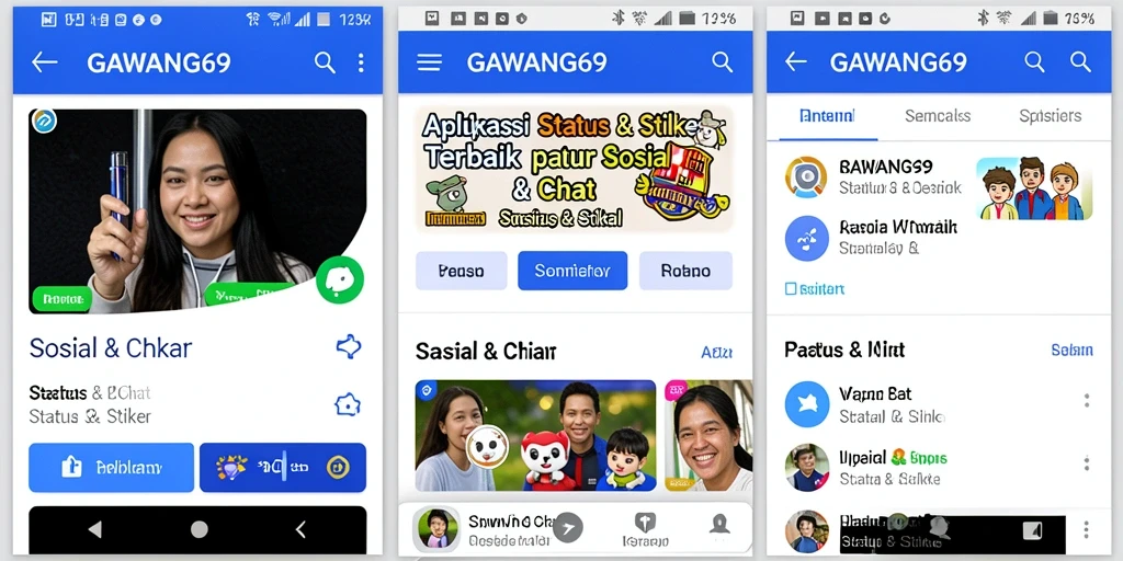 Screenshot aplikasi GAWANG69 menampilkan pilihan stiker menarik dan antarmuka yang intuitif.