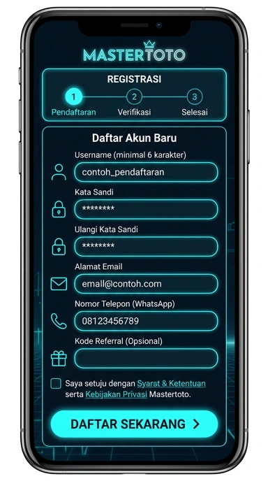Tampilan halaman daftar mastertoto