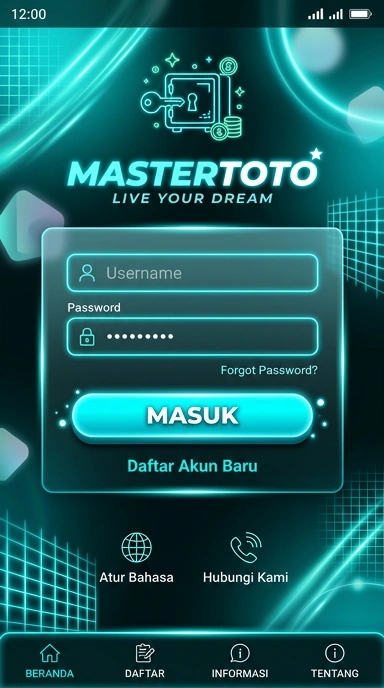 Tampilan halaman login mastertoto