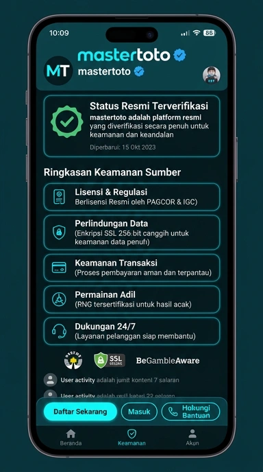 Tampilan kanal resmi mastertoto